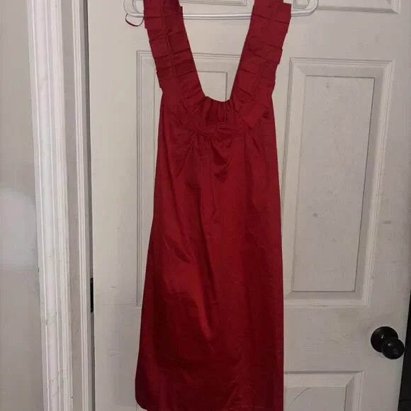 Zara Trafaluc Ruffled Off-Shoulder Dress Women’s Med Red Bodycon festive Mini - Picture 2 of 8